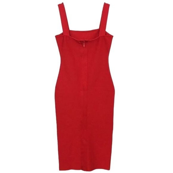 Sultry Night Out Date Night Cocktail Bandage Fitted Bodycon Midi Dress Sz Small - Picture 2 of 5